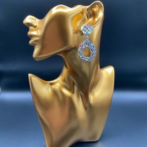 Marquise Round Cluster Stone Earrings